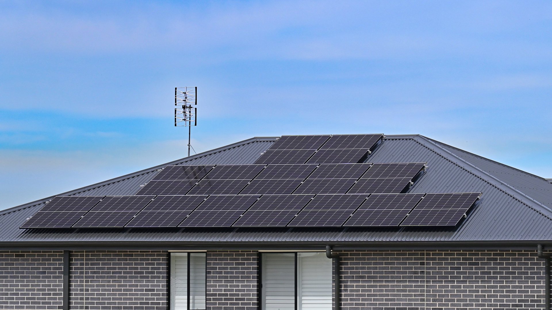 Solar panels installed on rooftop of residential home